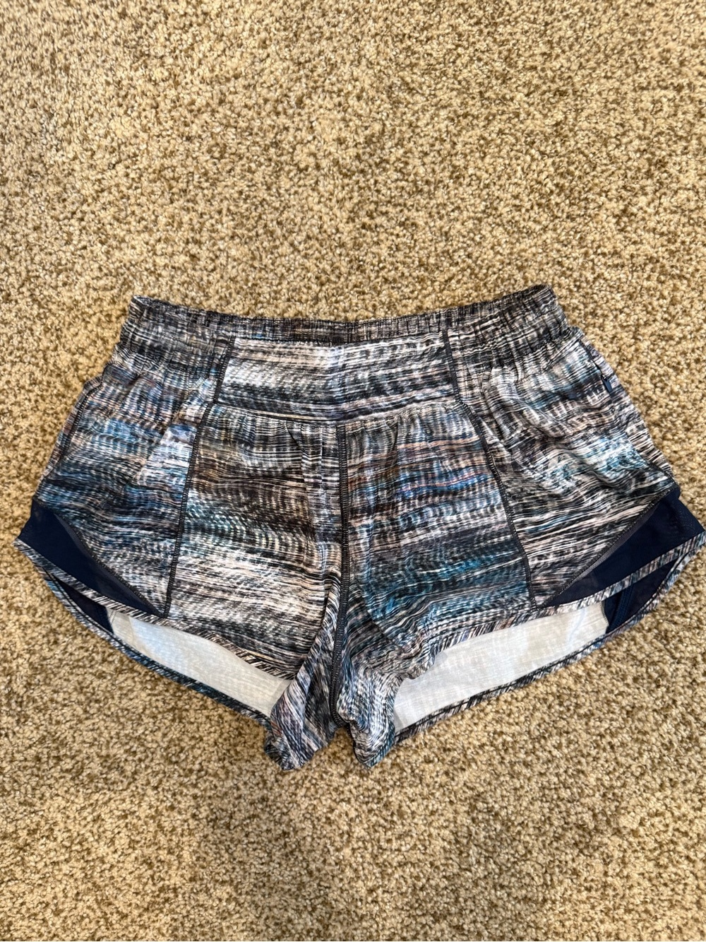 lululemon athletica Black and White Patterned Running Shorts
